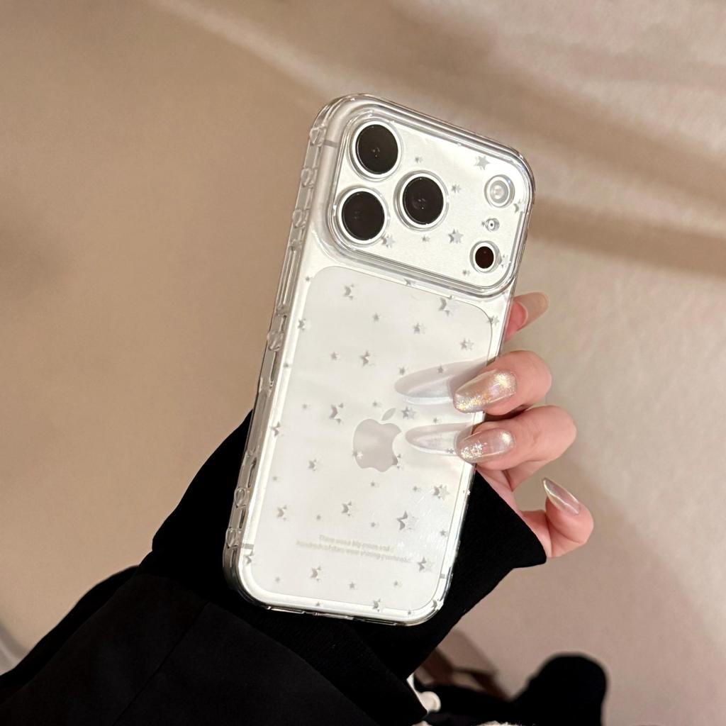 Прозрачный белый чехол для телефона со звездами, совместимый с iPhone 16, iPhone 17 и iPhone 17 Pro Max