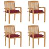 Stackable Garden Chairs with Cushions vidaXL 4 Pcs, Solid Teak