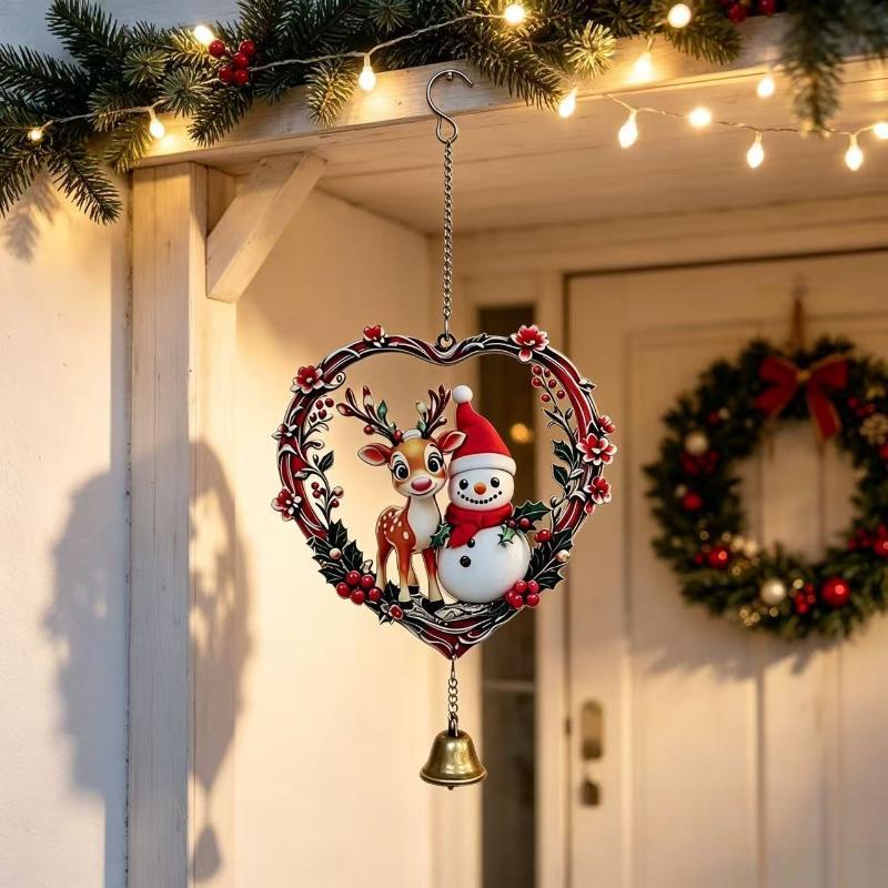 Рождественский олень Санты Музыка ветра Прочный 3 колокольчика Рождественское праздничное подвесное украшение Подвеска
