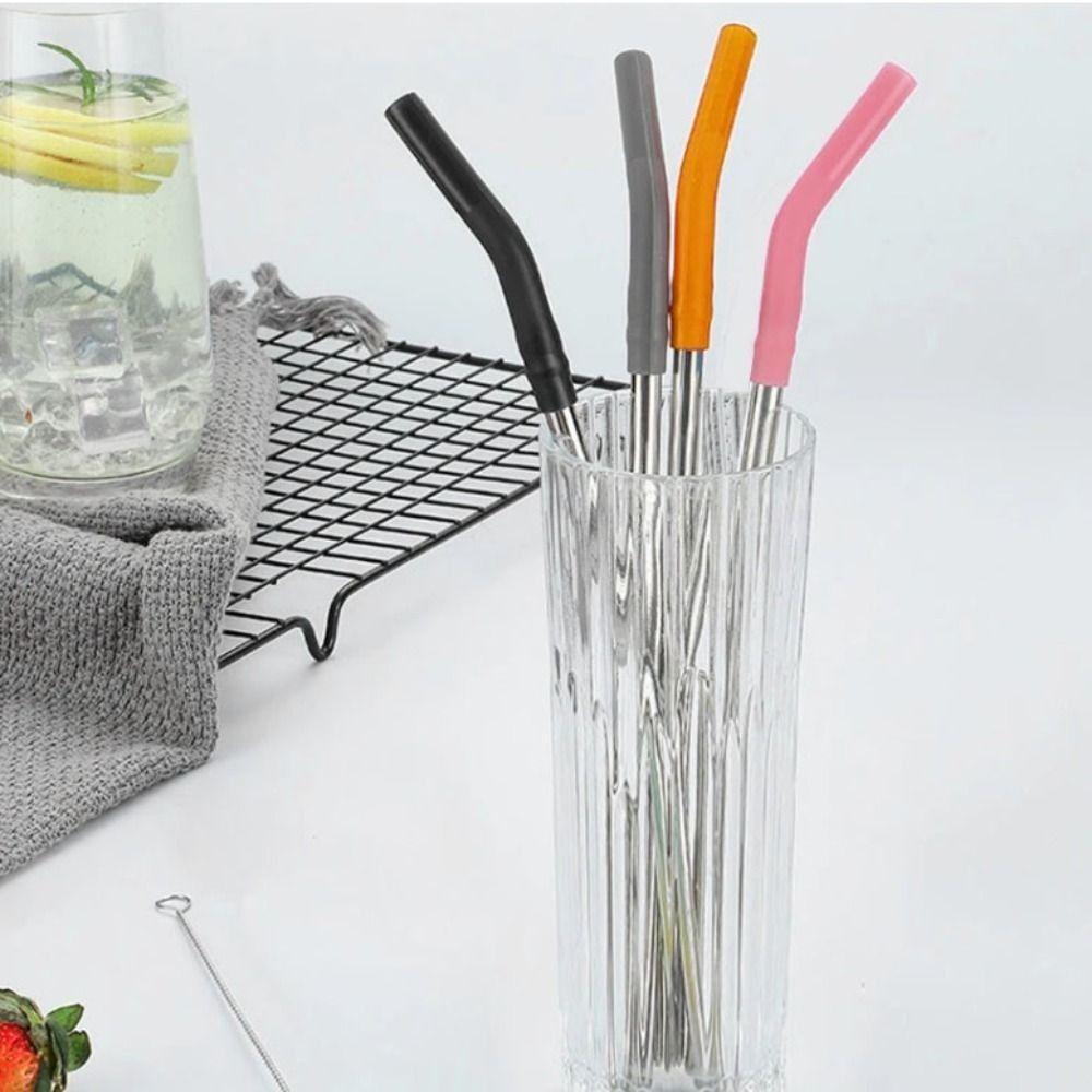 12pcs Silicone Metal Straws Tips Cover Curved Straw Cover Cup Accessories Straw Topper Party