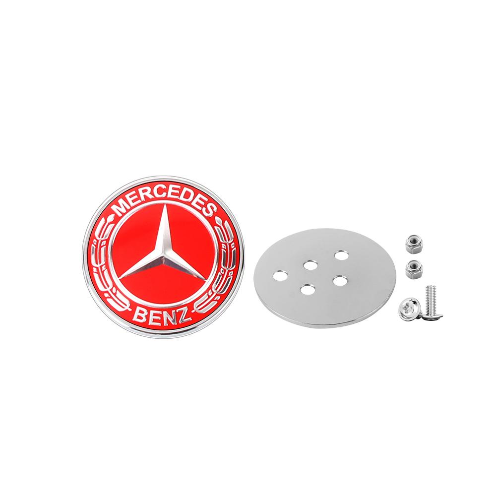 60mm Aluminum ABS Car Flat Hood Emblem Sticker Front Badge Logo Decor Accessories For Mercedes Benz AMG W124 W203 W204 W212 W220