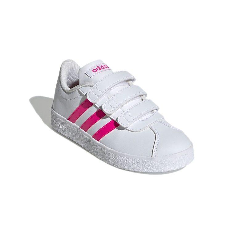 adidas VL COURT 2.0 Cmf Синтетическая кожа Устойчивые к истиранию Низкие кеды для скейтборда Белый Розовый EG3880