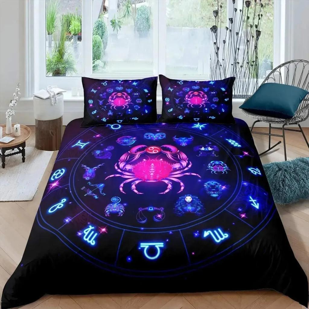 Комплект пододеяльника Gemini Twin Size Созвездие Комплект пододеяльника Космическое пространство Вселенная Планета Принт Комплект постельного белья для детей Подростков