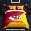 Kansas City Chiefs Design Bed Bedding Set 1 Duvet Cover + 2 Pillowcases Soft Breathable Household Bed Linens