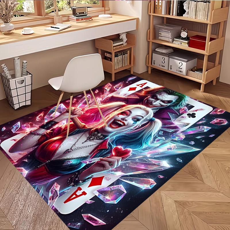 Harley Quinn Joker Print Rug, Washable Floor Carpet, For Entryway Dorm Laundry Room Office Study, Home Decor Birthday Christmas Gift
