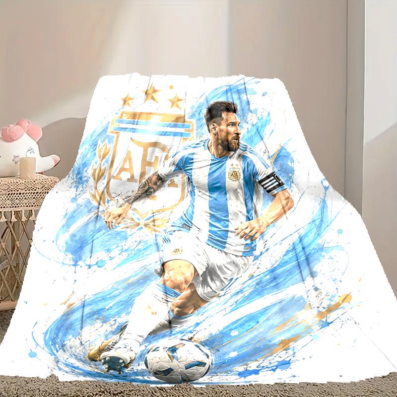 1pc Football Star Messi Blanket, Cozy Valentine's Day Blanket, Multi-functional Nap Blanket Available Throughout the Four Seasons
