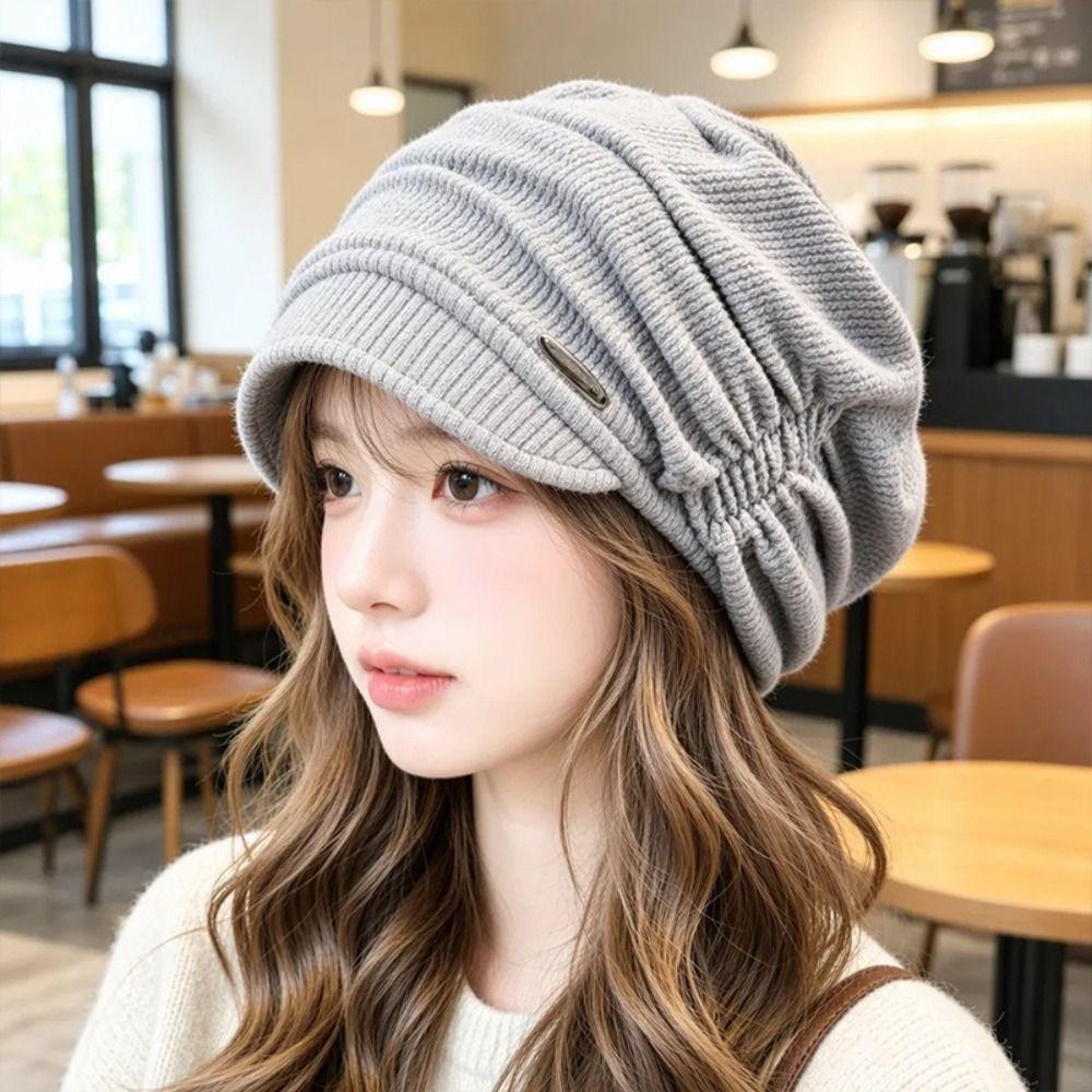 Ear Protection Slouchy Beanie Hat Oversized Fit Corduroy Hats Visor Beanie Hat Outdoor Activities