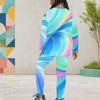 Girls Round Neck Long Sleeve Colorful Printed Top And Fitted Pants Two Piece Set