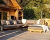 Nordic Teak Outdoor Sofa and Coffee Table Set for Courtyard or Villa Lounge