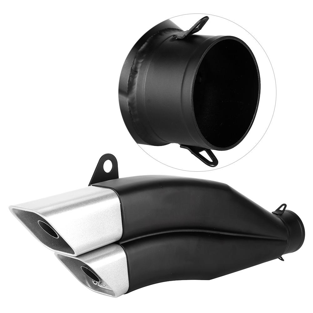 Universal Black 51mm Stainless Steel Motorcycle Double Exhaust Muffler Pipe Modification Parts