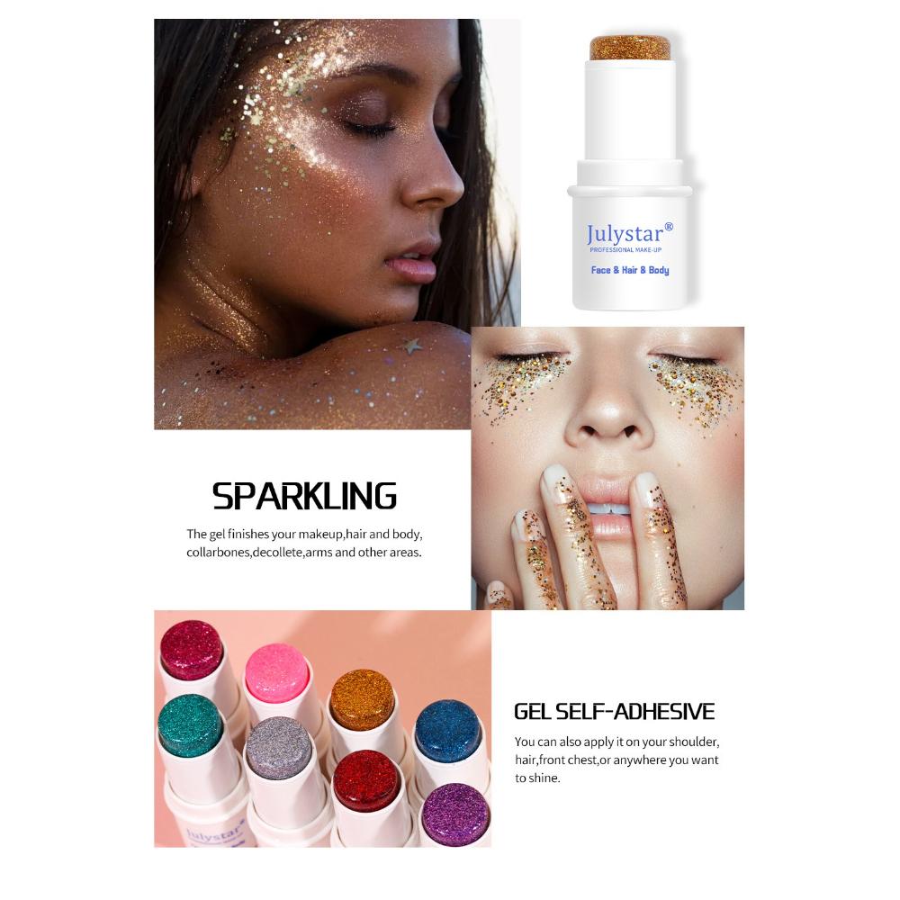 8pcs Face and Body Glitter Stick Set Festival Makeup Chunky Sparkle Eyeshadow Highlighter Shimmer Cream for Party Stage Rave Cosmetics