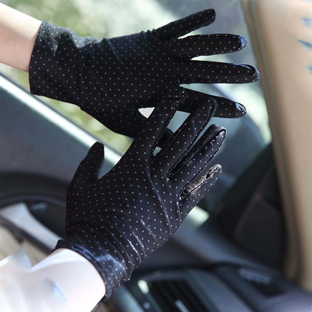 Fashion 1Pair Summer Spring Anti-UV Elastic Sunscreen Dots Gloves Driving Gloves Women Gloves