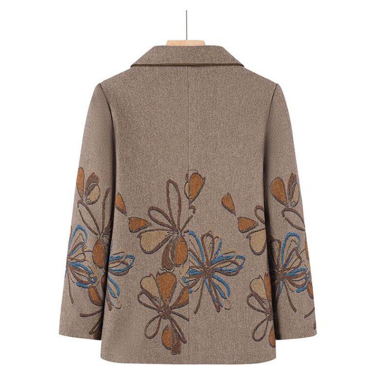 Куртка для бабушки, верхняя одежда, весна-осень, шерстяное пальто для мамы, квадратный вырез, модный наряд для старой леди