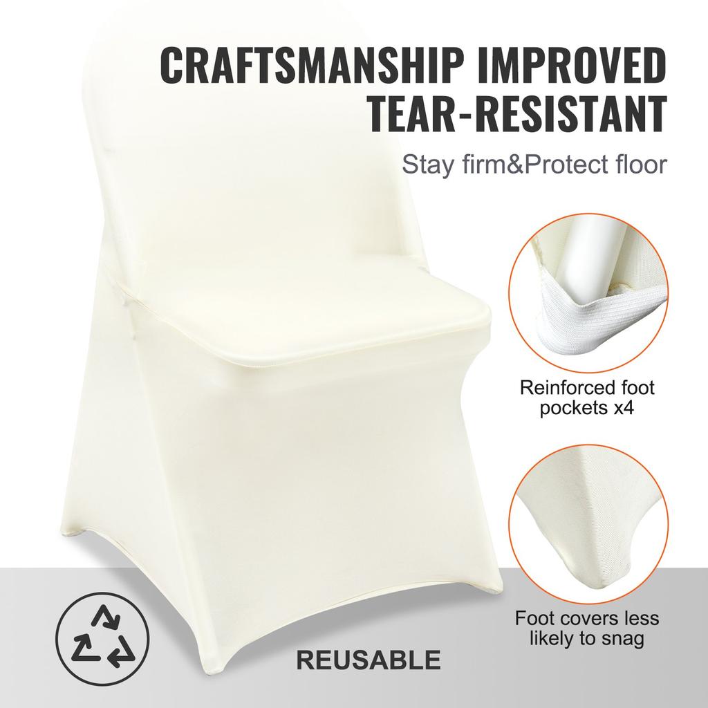 VEVOR Stretch Spandex Folding Chair Covers, Universal Fitted Chair Cover, Removable Washable Protective Slipcovers, for Wedding, Holiday, Banquet