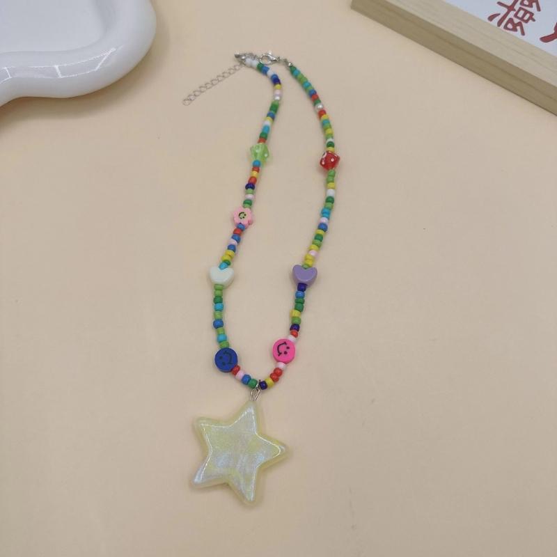 Модные necklaces со звездой и изящными бусинами, чокер со звездой, разноцветное ожерелье из бусин, подарок для подруг