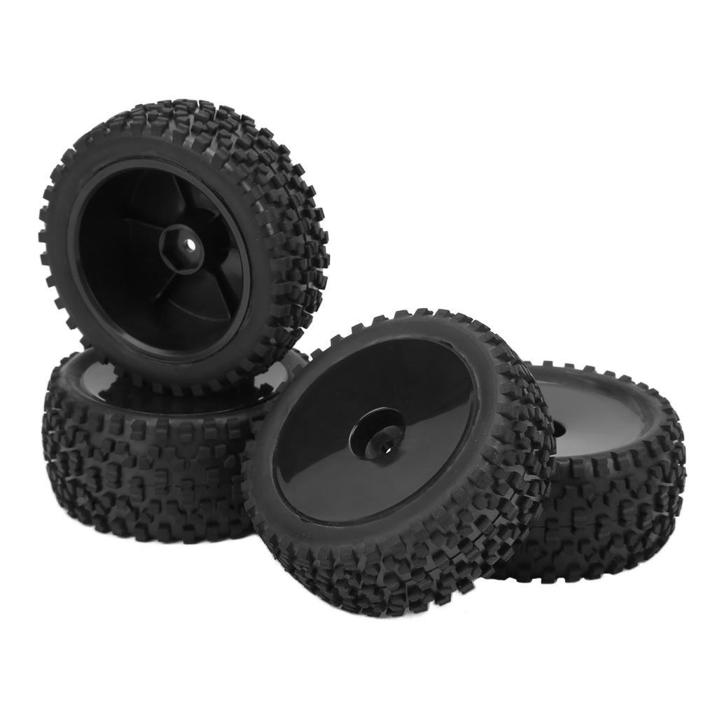 4pcs RC Front Rear Tires and Wheels with 12mm Hex for 1 10 RC Off Road Car Upgrade PartsBlack