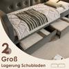 Sofa Bed 90x200 cm with USB Type-C Reading Light, Day Bed with 2 Storage Drawers, Bed Frame with Wooden Slatted Frame, Velvet, Grey (Without Mattress)