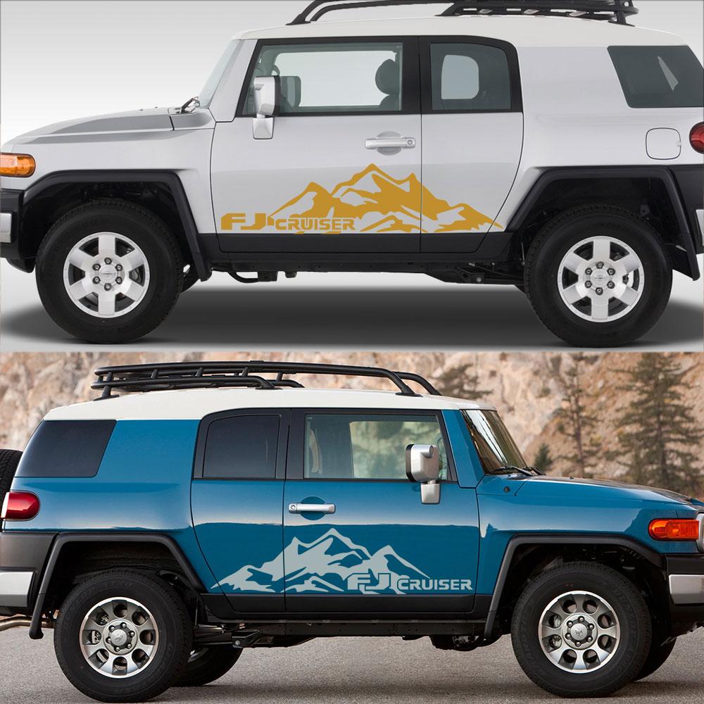 2 шт., боковые наклейки на дверь автомобиля для Toyota FJ Cruiser, авто декор кузова, стиль, горная графика, виниловые наклейки