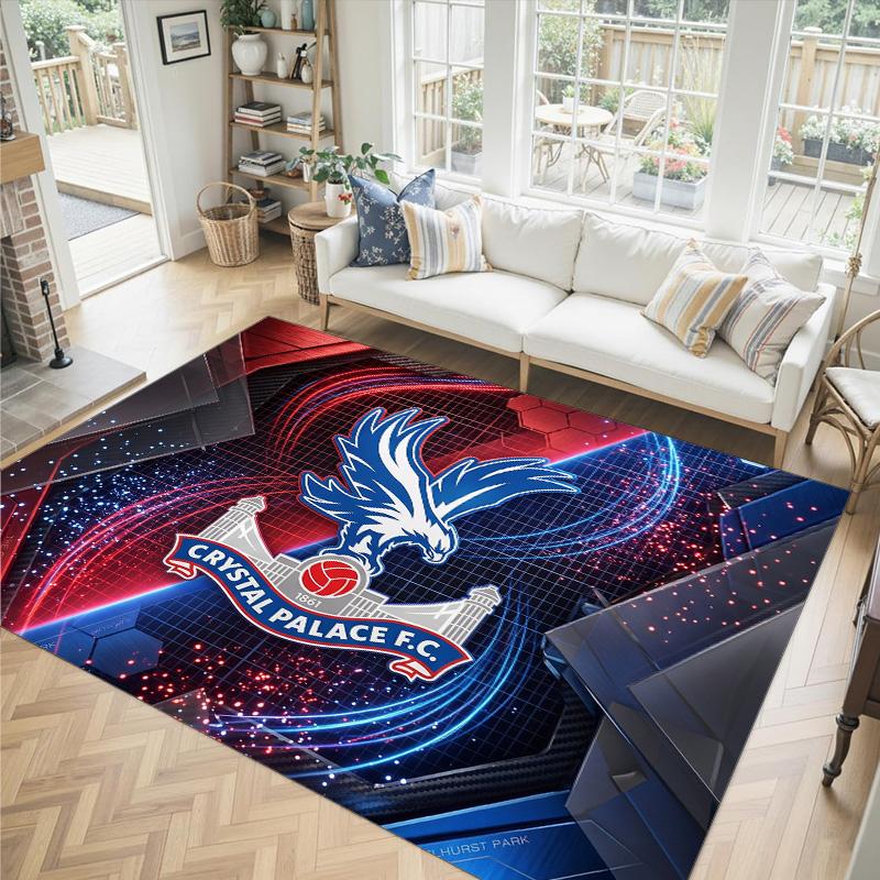 Футбольный дизайн Crystal Palace Хрустальный бархатный ковер Уютный Не?Нескользящий ковер с принтом для спальни, гостиной, прихожей