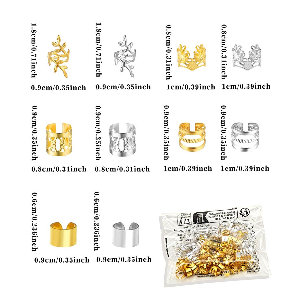 100pcs Elegant Golden Alloy Hair Jewelry for Braids, Solid - Vintage-Inspired Accessories for Men & Women's Dreadlocks