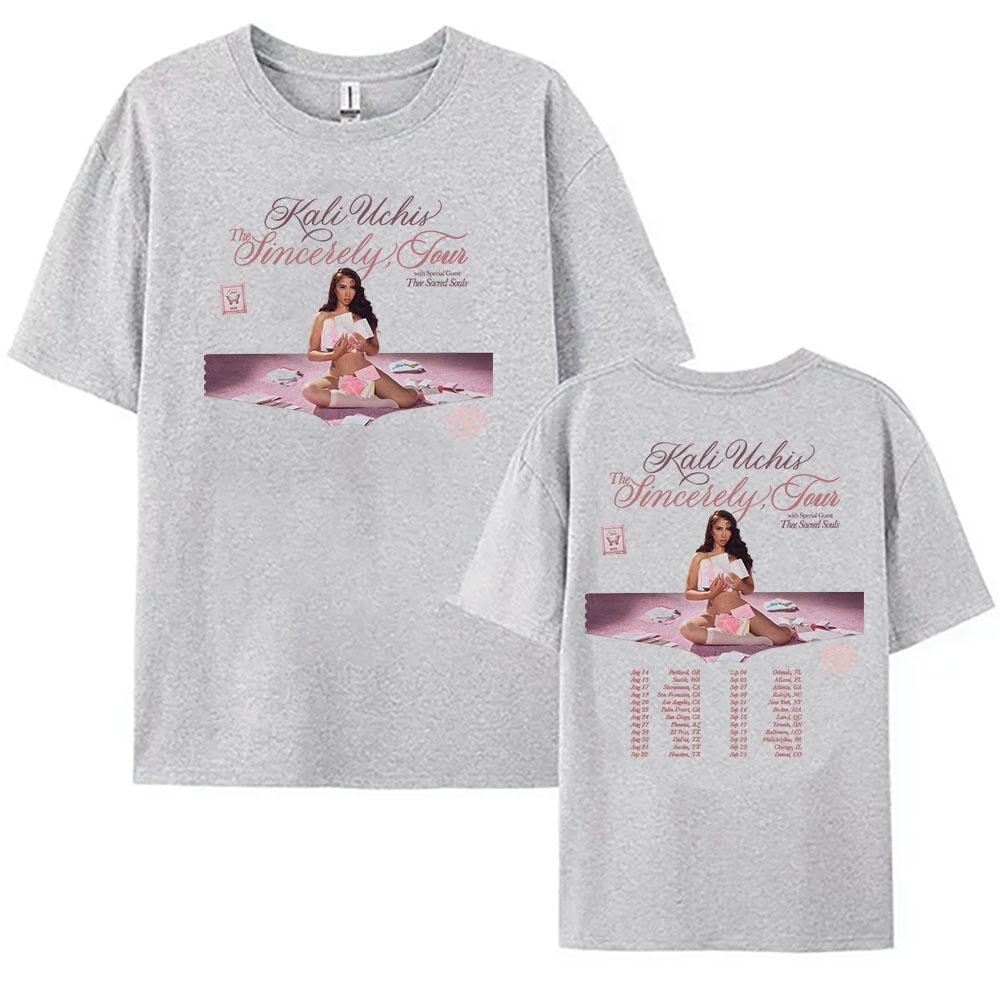 KALI UCHIS Искренний Тур 2026 Футболка Женская Одежда С коротким рукавом Хлопок Свободные Футболки Уличная одежда Унисекс Летняя Женская Футболка