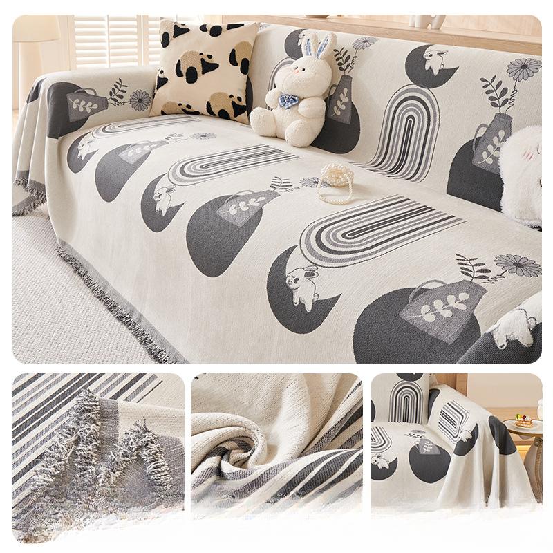 Современный минималистичный чехол для дивана из синели, тканевый чехол для дивана, четыре сезона, универсальное полное покрытие, подушка-одеяло