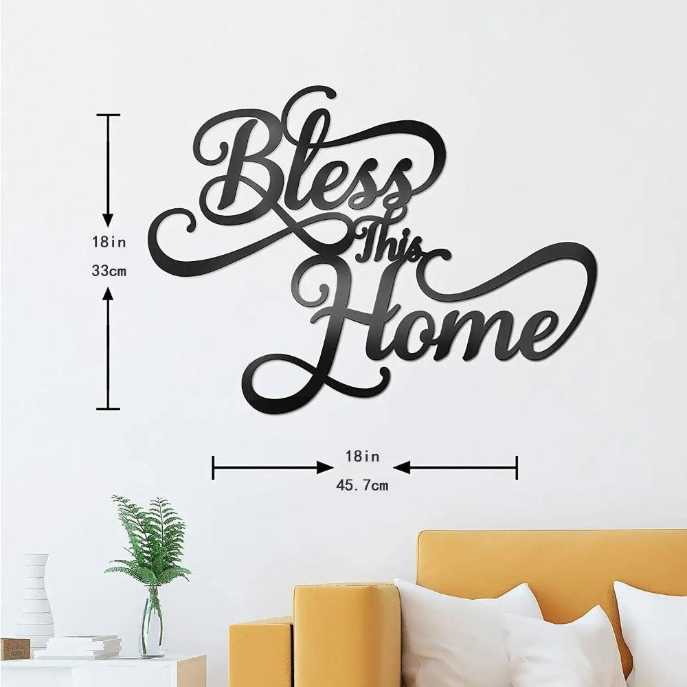 18”X13” Металлический настенный трафарет Bless This Home Decor - Элегантные знаки для украшения гостиной - Идеально подходит для добавления нотки благословения