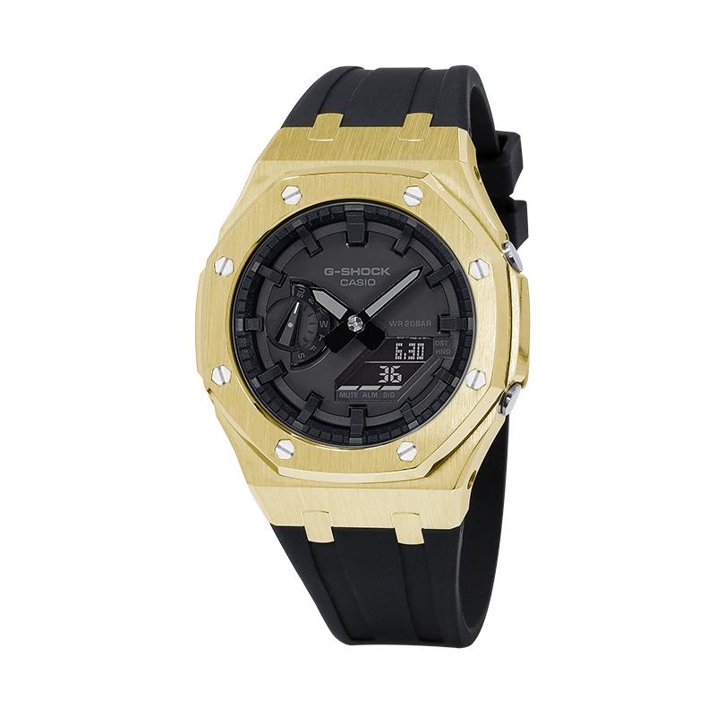 Casio Унисекс Серия с жидкокристаллическим/аналоговым двойным дисплеем Черные часы GA-2100-1A1-