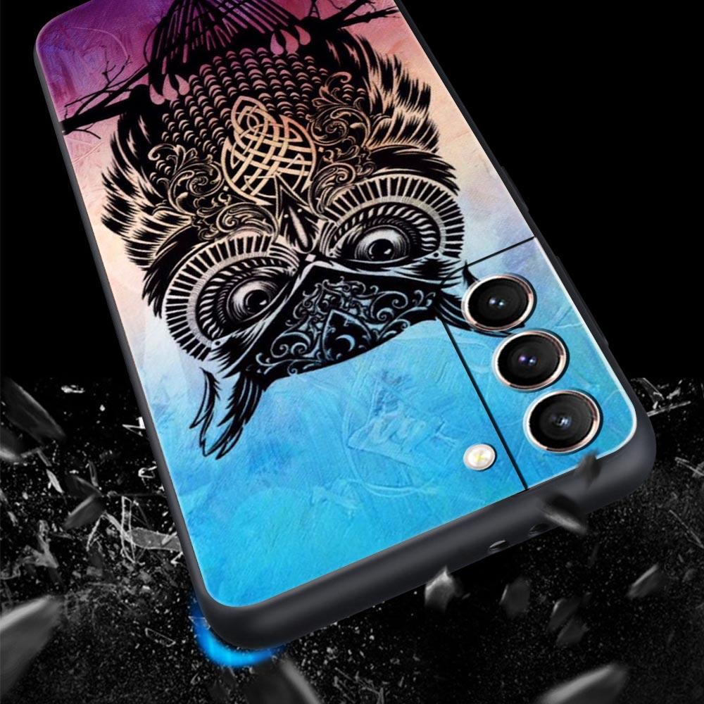 Чехол для телефона Samsung Galaxy S23 S22 Ultra S20 S21 FE 5G S10 S9 Plus S10E S8 Note 20 Черный чехол Мультяшная девушка Подарки Прекрасная сова