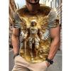 Men's Angel Warrior Armor Design 3D Pattern Casual Tshirt with Gold Illustration Portrait Print Regular Edition O Neck Machine Washable Daily Clothing