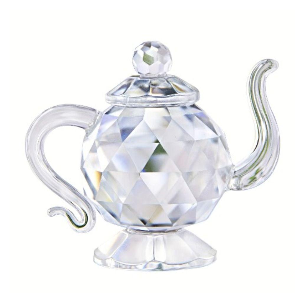 Clear Crystal Teapot Figurine Teapot shape Glass Teapot Teapot Sculpture Ornament Wedding Gift