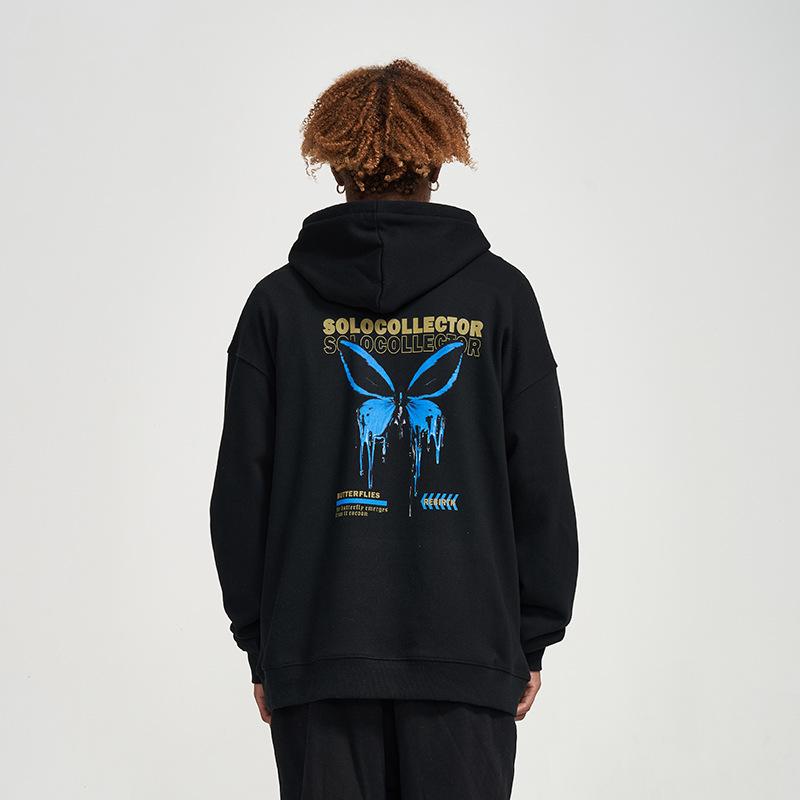 Весна и осень Тонкий свитер для мальчиков и девочек Куртка для пары Свободный тренд Американский принтованный пуловер с капюшоном