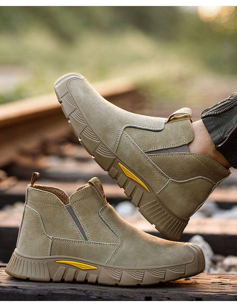 Мужские защитные сварочные ботинки со стальным подноском - Легкие, дышащие, с защитой от запаха, износостойкие, с мягкой подошвой и защитой от проколов.