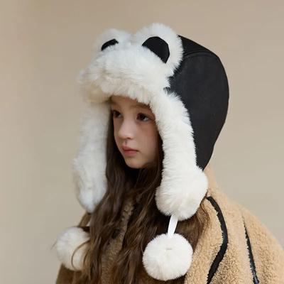 Зимняя мультяшная шапка с ушками медведя и ягненка, теплые утолщенные шапки для защиты ушей для мальчиков и девочек