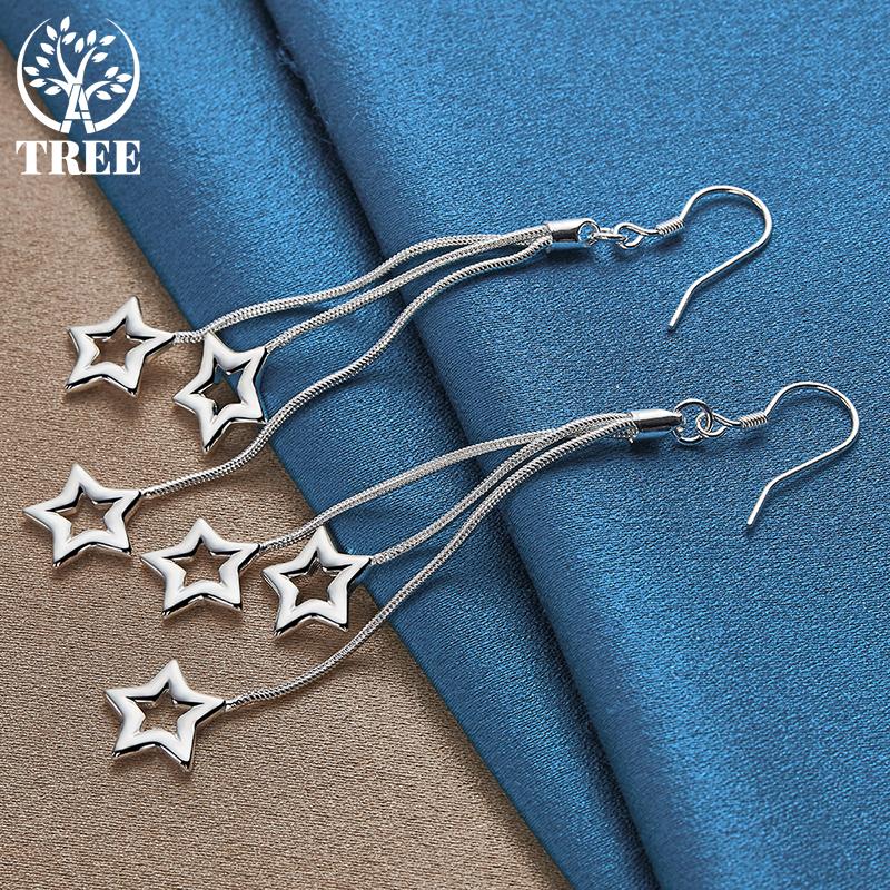 Ювелирные изделия из стерлингового серебра 925 пробы с тремя змеиными цепочками и звездами-капельками