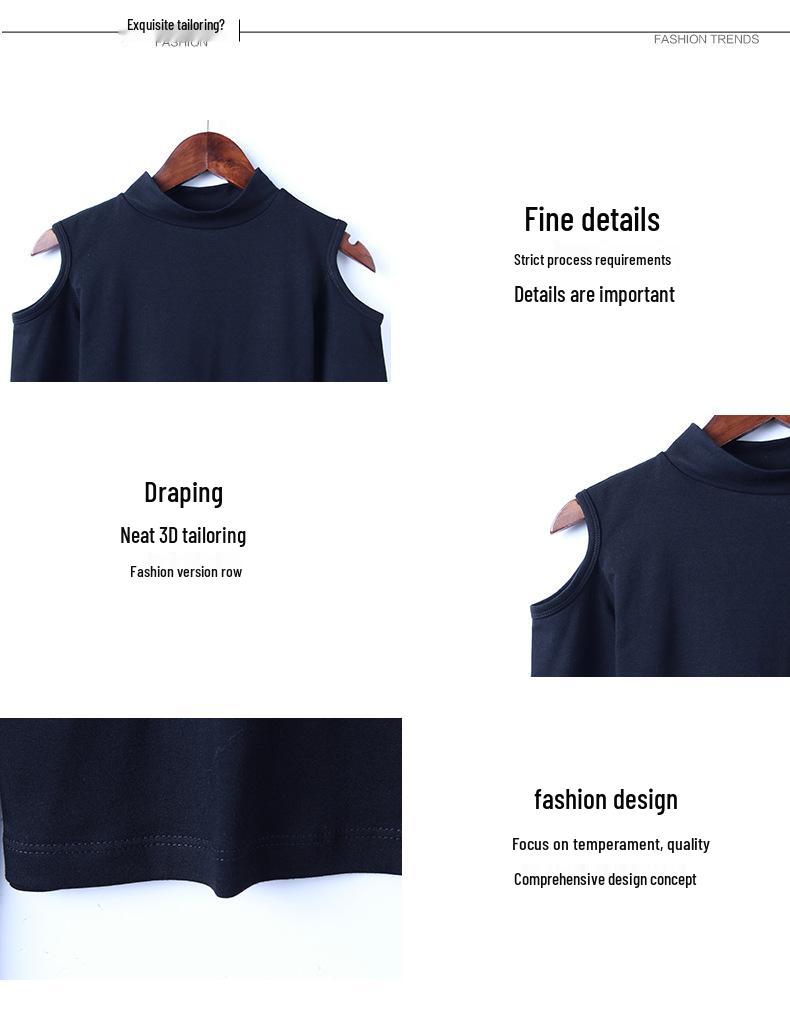 Женский черный топ с открытыми плечами, облегающий, с длинным рукавом, в корейском стиле