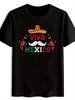 Черная футболка с ярким мексиканским принтом - Дизайн "VIVA MEXICO"