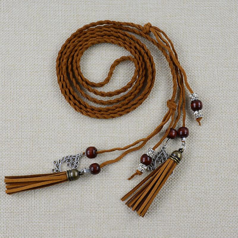 New Ethnic Style Decorative Belt Women'S Tassel With Dress Woven Thin Waist Chain Waist Rope