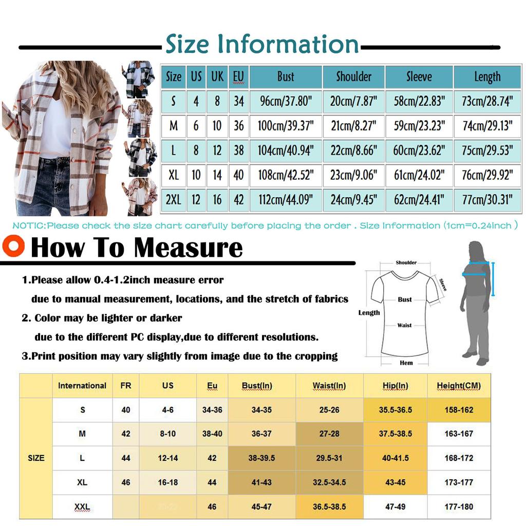 Women's And Winter Fashion Loose Plaid Print Pocket Long Sleeve Jacket