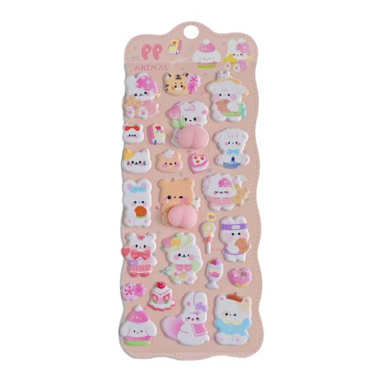 Милые 3D Пухлые Наклейки Каваи 3D Пузырчатые Поролоновые Наклейки Пухлые Сквиши Наклейки с Мишками и Зайчиками для Чехла Телефона Блокнота Скрапбуков DIY Поделок