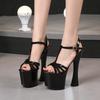Мода Женщины 17СМ Супер Высокий Каблук Сандалии Перекрестный Ремешок Танцы на Пилоне Сексуальные Черные Туфли на Платформе Девушки Вечеринка Клуб Женщины Сандалии на Каблуке