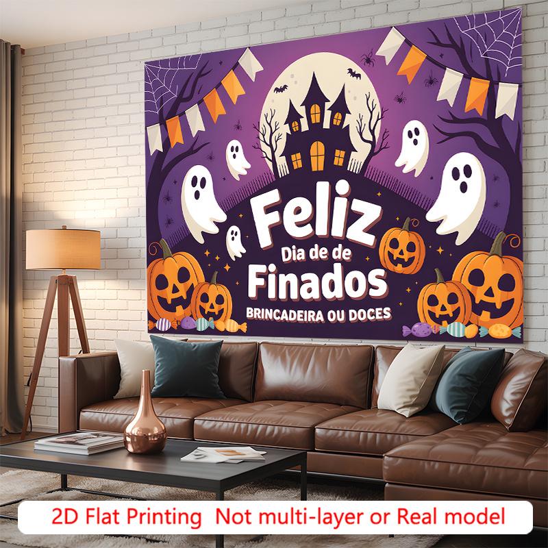 Party Backdrop Halloween Flat Haunted House Scary Ghosts Pumpkins Photo Background Decor Party Decor