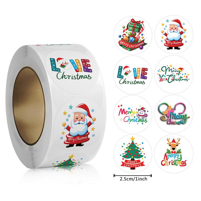500 шт. веселых рождественских наклеек, рождественские тематические наклейки, наклейки для подарков своими руками, выпечки, конвертов, канцелярских принадлежностей, украшений
