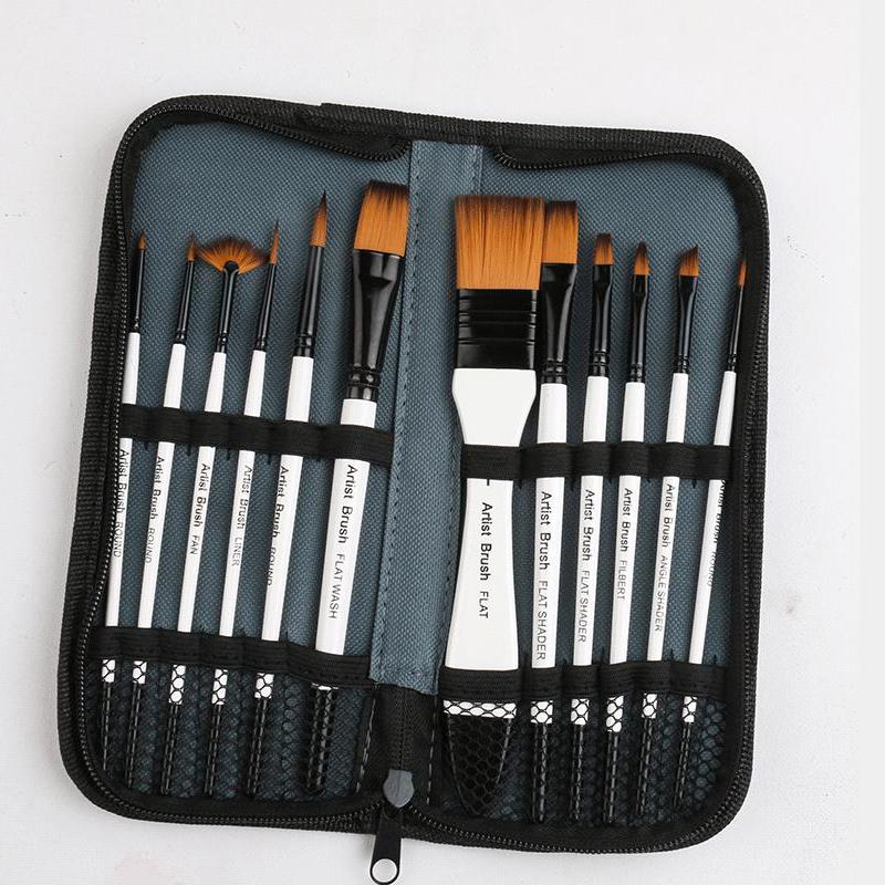 Дорожная кисть для художника, нейлоновая художественная кисть для волос, тканевая сумка для хранения, набор из 11/13 предметов для акварельной живописи маслом, акриловой живописи