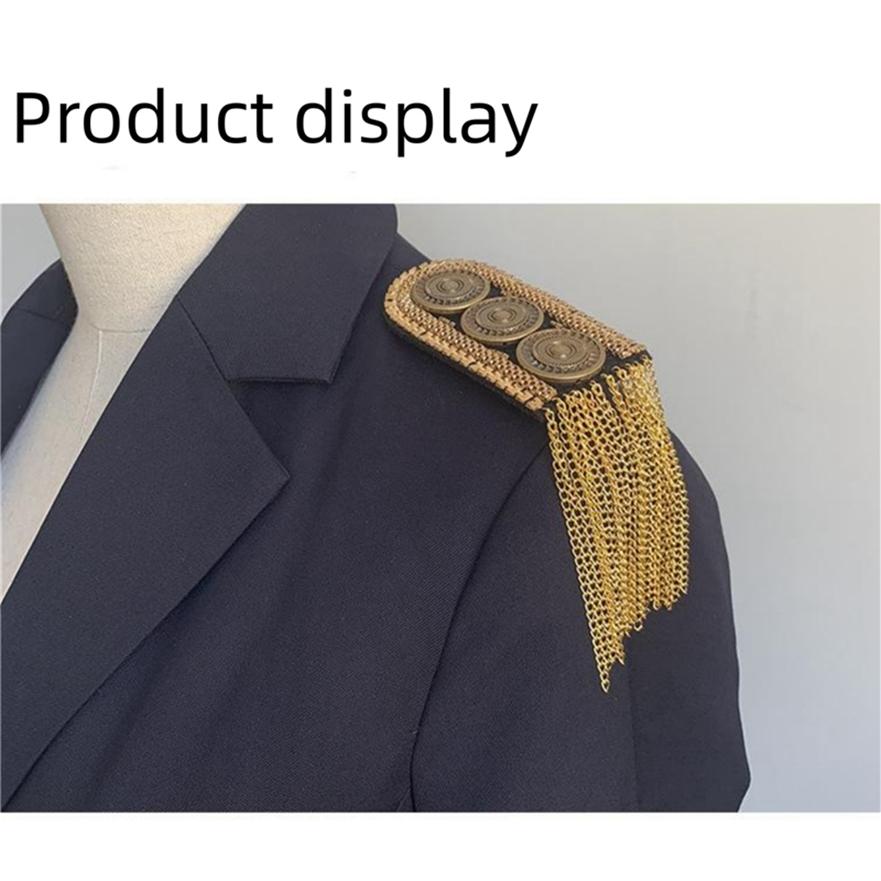 Vintage Clothing Suit Accessory Metal Tassel Shoulder Badge