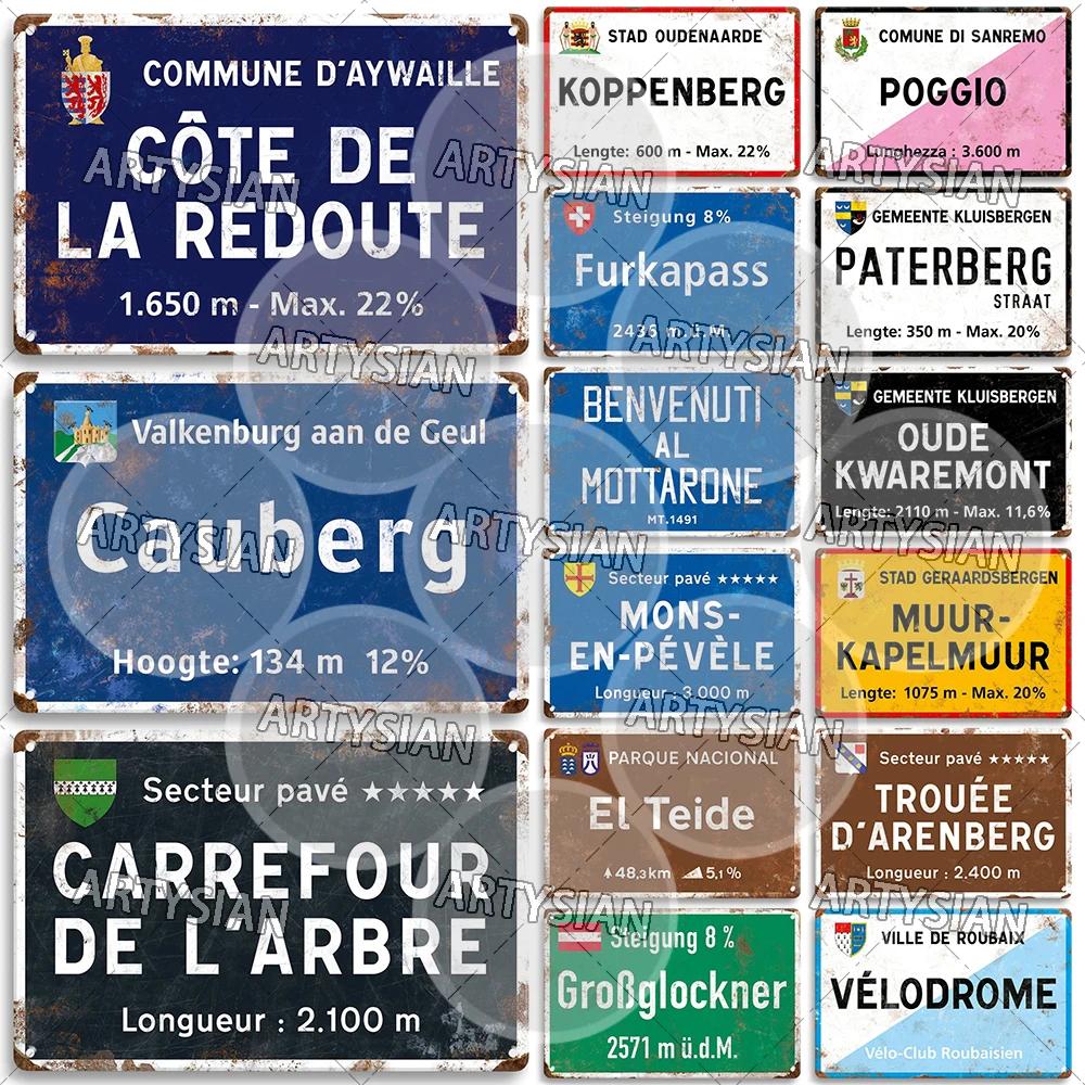 Artysian Тур де Франс Велосипедная гонка Велосипедная достопримечательность Металлическая табличка Дорожные знаки Австрия Италия Альп-д'Юэз Альто де Л'Англиру Поджо
