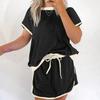 Summer Womens Colorblock T Shirt Dress Pants Set With Tie Detail For Casual Comfort