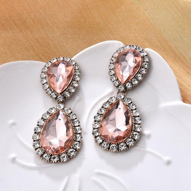 Ztech New Pink Series Crystal Beads Tassel Earrings for Women Girls Elegant Cute/Romantic Korean Style Statement Jewelry Brincos