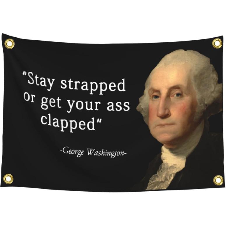 Funny Tapestry Stay Strapped or Get Your Ass Clapped Flag 3×5 Ft tapestry Funny Flags with Brass Grommets for DecorCollege Dorm Room Wall, Living