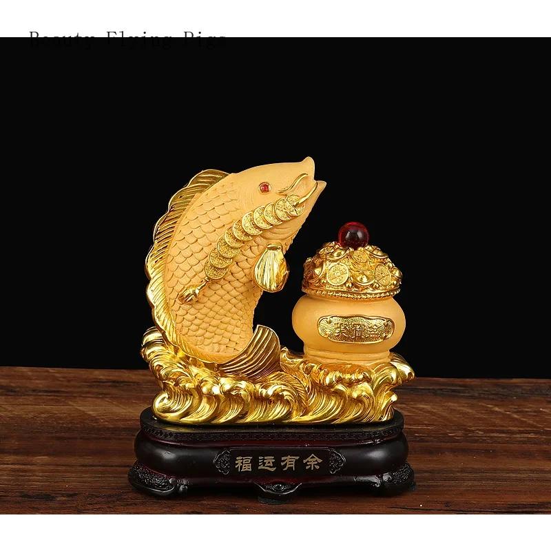 1 шт. китайский креативный смоляной золотой рыбный орнамент для дома, гостиной, рабочего стола, входа, винного шкафа, украшения, подарок на новоселье